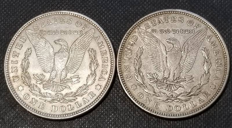 lot 20-A image: 2 MORGAN SILVER DOLLARS 1921 1921-D