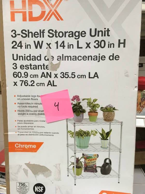 24 in. W x 30.5 in. H x 14 in. D 3-Shelf Steel Wire Chrome Finish Shelving Unit  in good condition