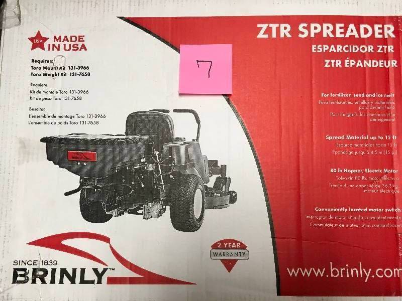 Brinly-Hardy Rear Mounted ZTR Spreader not used