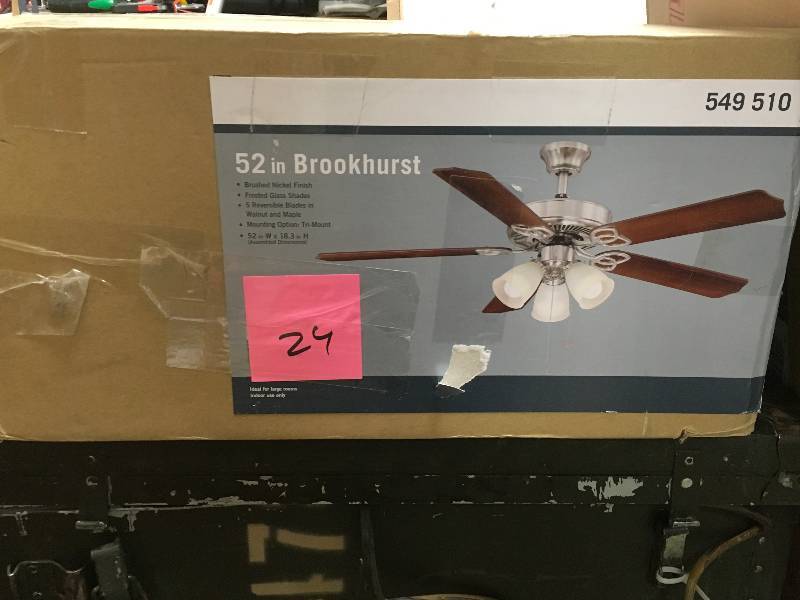 Brookhurst 52 in. LED Indoor Brushed Nickel Ceiling Fan with Light Kit  in good condition