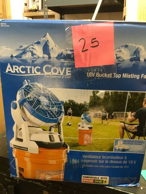 Arctic Cove 18-Volt Two Speed Misting Bucket Top Fan MBF0181 not used