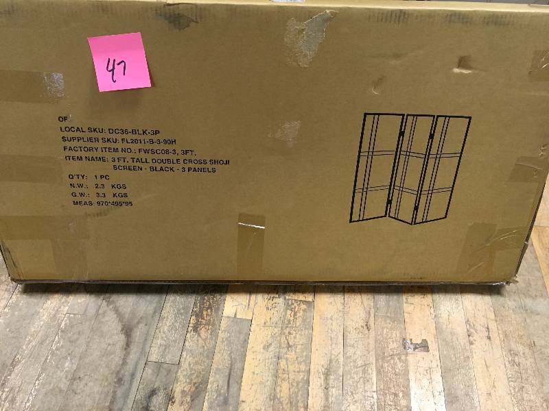 3 ft. Black 3-Panel Room Divider not used