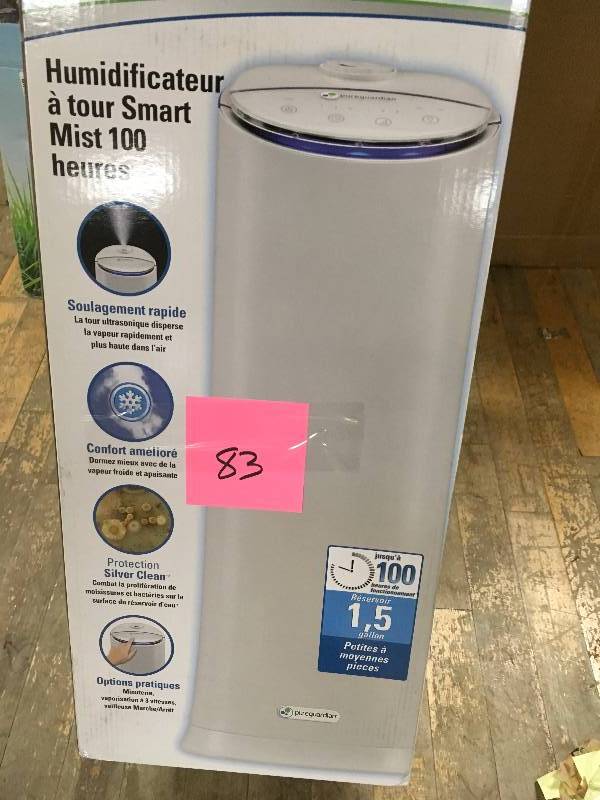 PureGuardian H3200WAR 100-Hour Ultrasonic Cool Mist Humidifier Tower with Aromatherapy, 1.5-Gallons in good condition