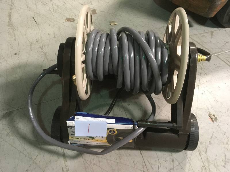 lot 1 image: Suncast 225 ft. Hose Reel Mobile Cart in good condition