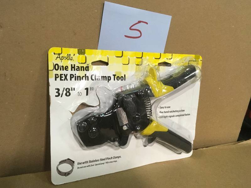lot 5 image: Apollo 38 in. to 1 in. 1-Hand PEX Pinch Clamp Tool in good condition