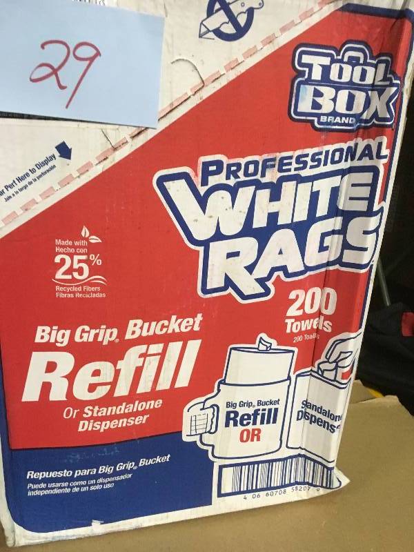 lot 29 image: TOOLBOX White Rags (200-Count) (Box) in good condition