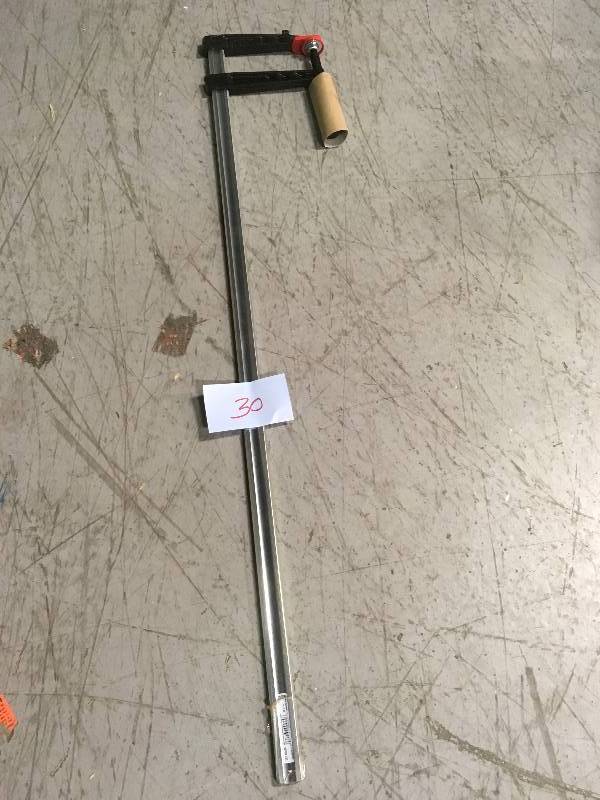 lot 30 image: Bessey Tools TG7.0482K 7 x 48 Inch 1320 lb Woodworking F-style Malleable Cast Bar Clamp 2K handle in good condition