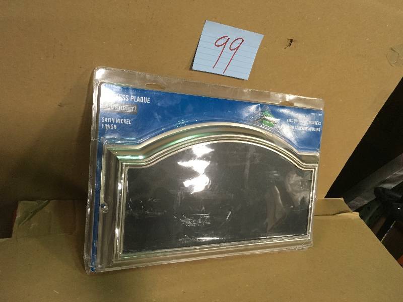 lot 99 image: Everbilt Rectangular Arch-Top Satin Nickel Plated Address Plaque in good condition
