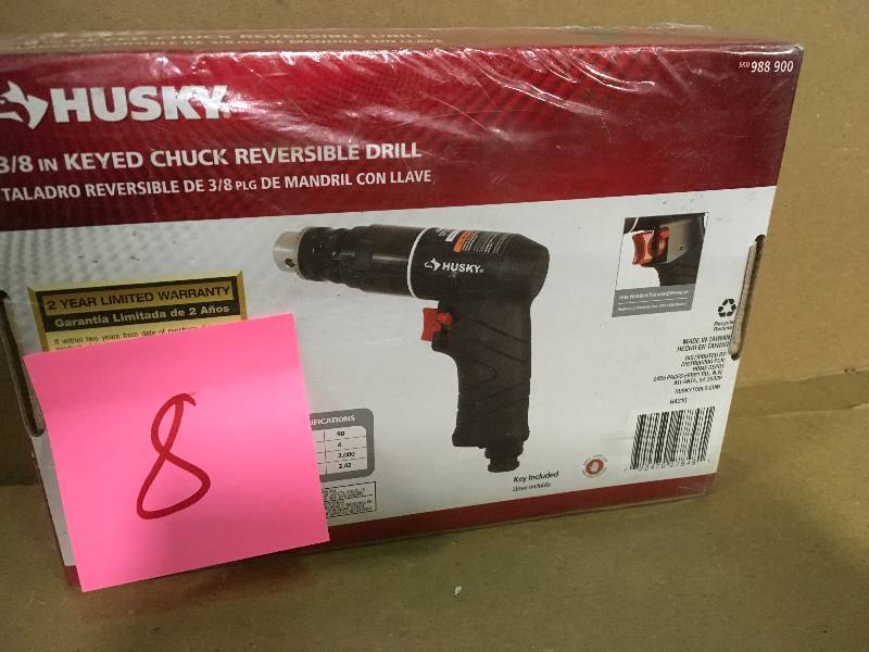 lot 8 image: Husky H4310 38 in. Reversible Power Drill Air, not used