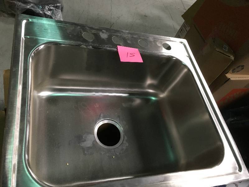 lot 15 image: Elkay Drop-In Stainless Steel 25 in. 4-Hole Single Bowl Kitchen Sink not used