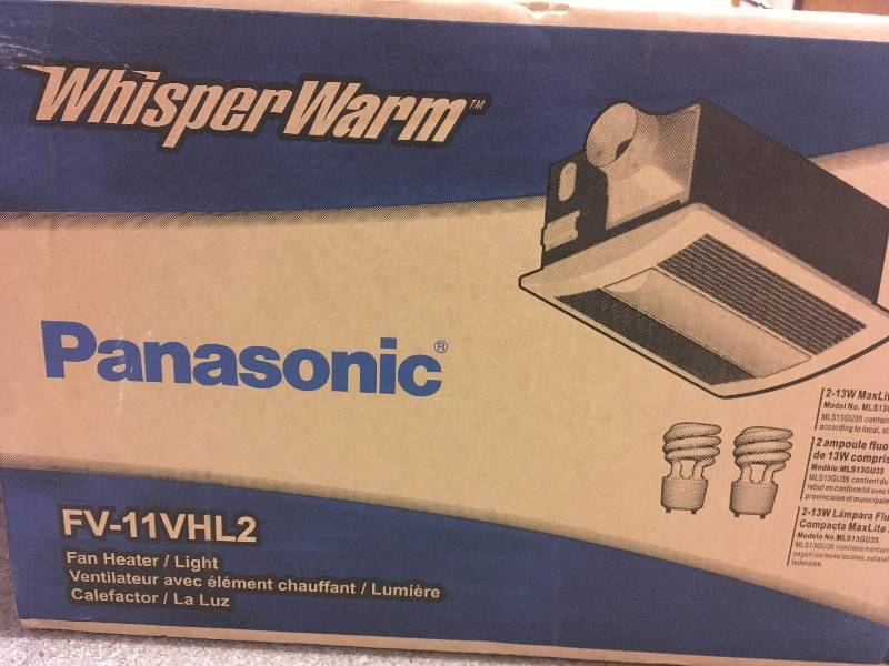 lot 27 image: Panasonic WhisperWarm 110 CFM Ceiling Exhaust Bath Fan with Light and Heater  in good condition
