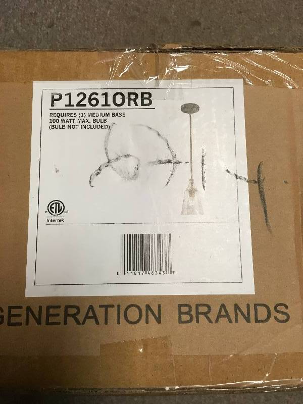 lot 28 image: Feiss Urban Renewal 5.75 in. W. 1-Light Oil-Rubbed Bronze Pendant  in good condition