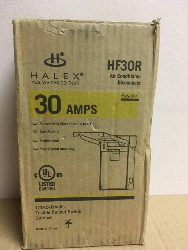 lot 39 image: Halex 30 Amp Fused AC Pullout Disconnect  in good condition