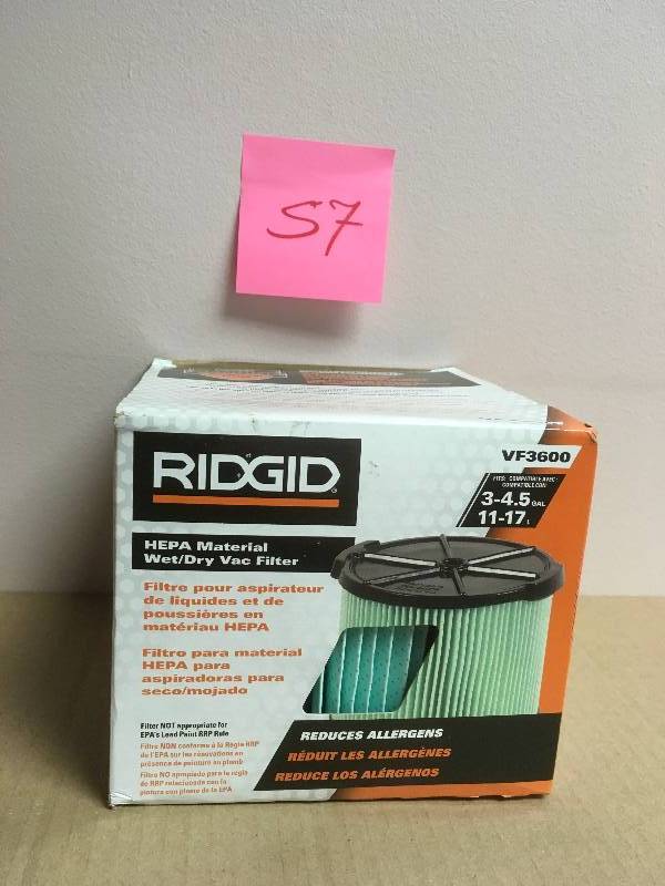 lot 57 image: RIDGID 5-Layer Allergen Pleated Paper Filter for 3.0 Gal. to 4.5 Gal. WetDry Vacs  in good condition
