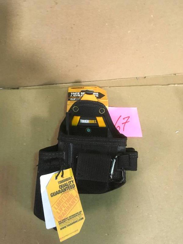 lot 67 image: TOUGHBUILT Tape Measure with Utility Knife Pouch, Black  in good condition