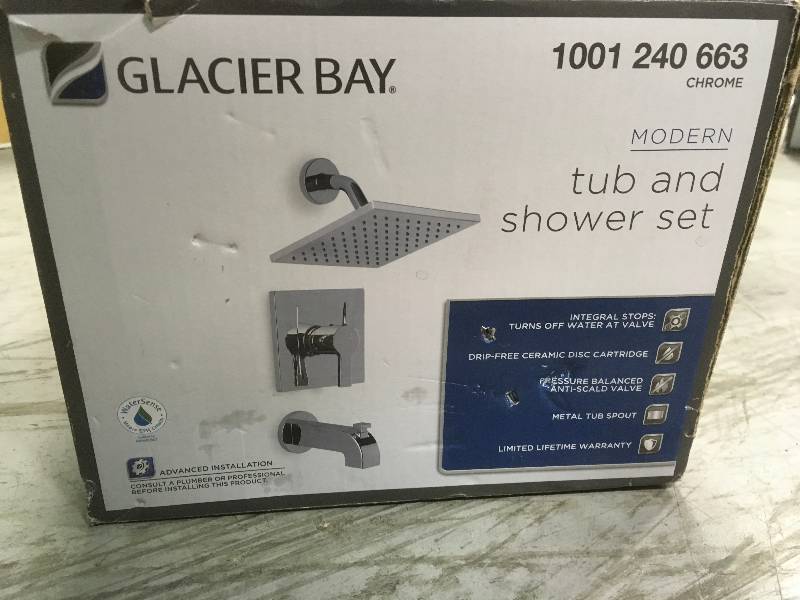 lot 76 image: Glacier Bay Modern Single-Handle 1-Spray Tub and Shower Faucet in Chrome  in good condition