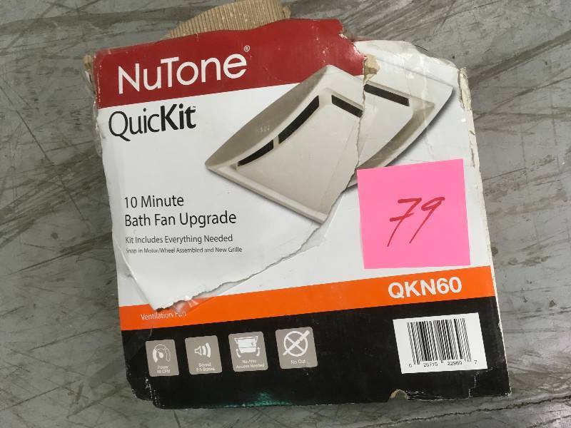 lot 79 image: NuTone QuicKit 60 CFM 2.5 Sones 10 Minute Bathroom Exhaust Fan Upgrade Kit  in good condition