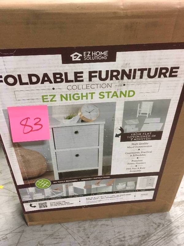 lot 83 image: EZ Home Solutions 2-Drawer White Foldable Night Stand by Achim  in good condition