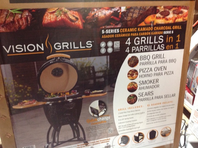 lot 105 image: Vision Grills Kamado Pro Ceramic Charcoal Grill with Grill Cover, Black Matte not used
