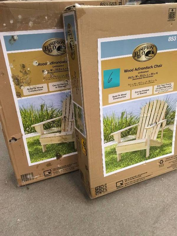 lot 6 image: Unfinished Wood Patio Adirondack Chair in good condition
