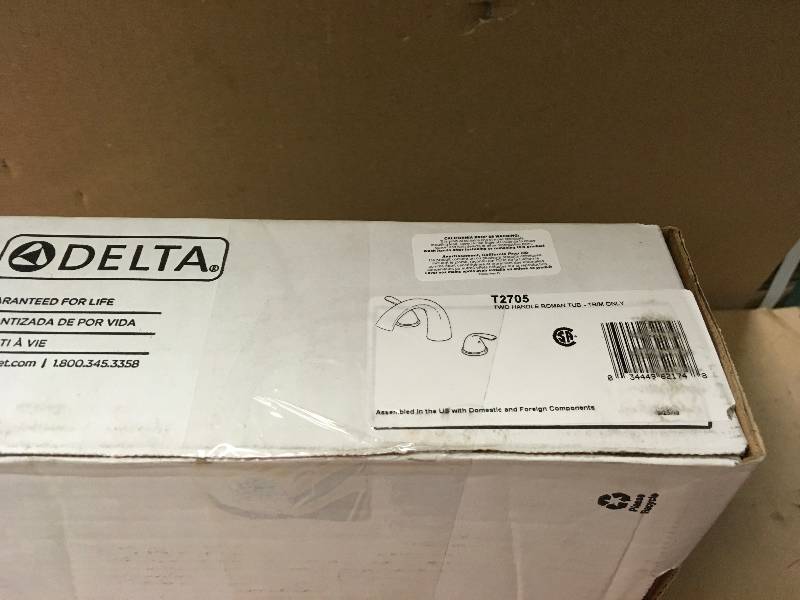 lot 21 image: Delta Classic 2-Handle Deck-Mount Roman Tub Faucet Trim Kit Only in Stainless (Valve Not Included)