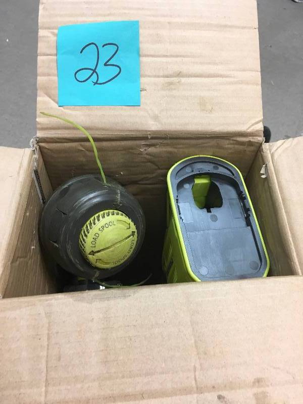 lot 23 image: RYOBI ONE 18-Volt Lithium-Ion Brushless CORDLESS String Trimmer Battery and Charger Not Included USED