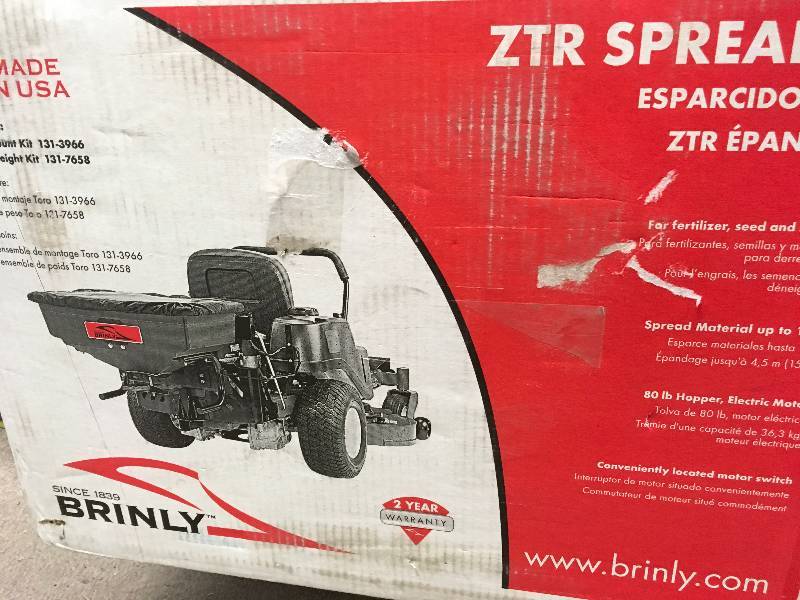 lot 47 image: Brinly-Hardy Rear Mounted ZTR Spreader not used
