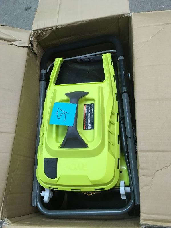lot 51 image: RYOBI 13 in. 11 Amp Corded Electric Walk Behind Push Mower in good condition
