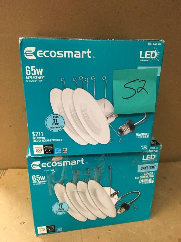 lot 52 image: EcoSmart 5 in. and 6 in White Integrated LED Recessed Trim (3-Pack) not used