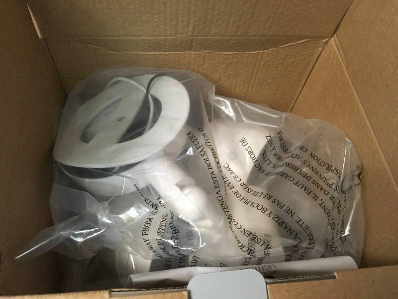 lot 60 image: ETi 2 Head White Outdoor Integrated LED Dusk to Dawn Security Flood Light with Motion Sensor in good condition