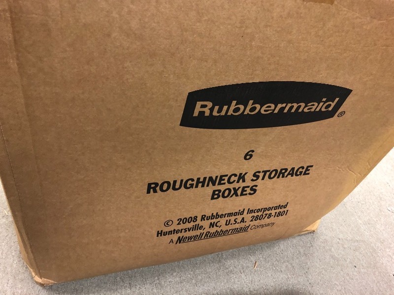 lot 115 image: Lot of 6 54 Gal. 42-12 in. x 21-12 in. x 18-35 in. Hi-Top Storage Tote in good conditions