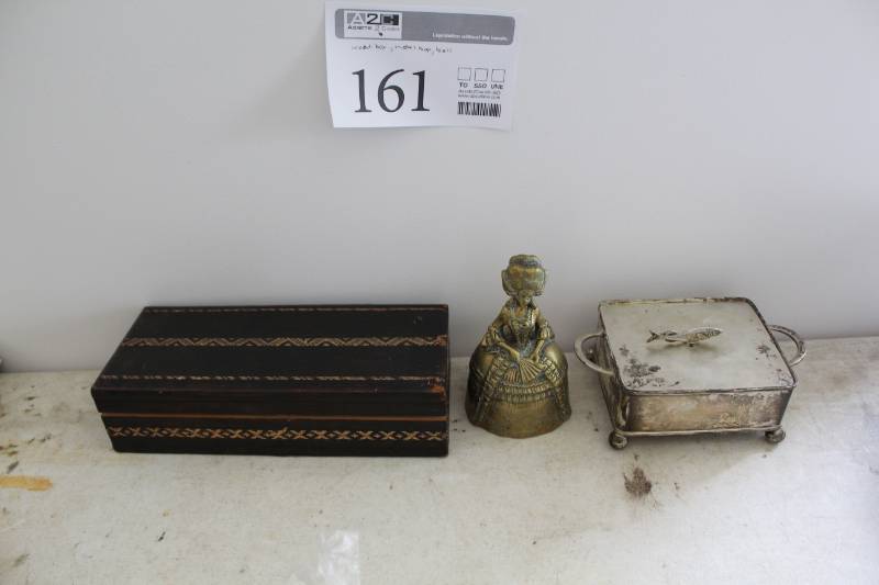 lot 161 image: Wood Box, Metal Box, Bell