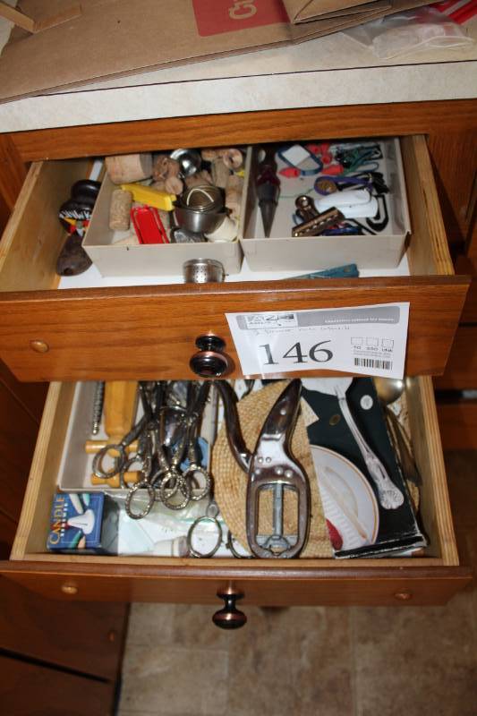 lot 146 image: Kitchen Utensils, Silverware Set, Candleholder, Corks, Stoppers, Clips, Serving Utensils, Nutcrackers, And More
