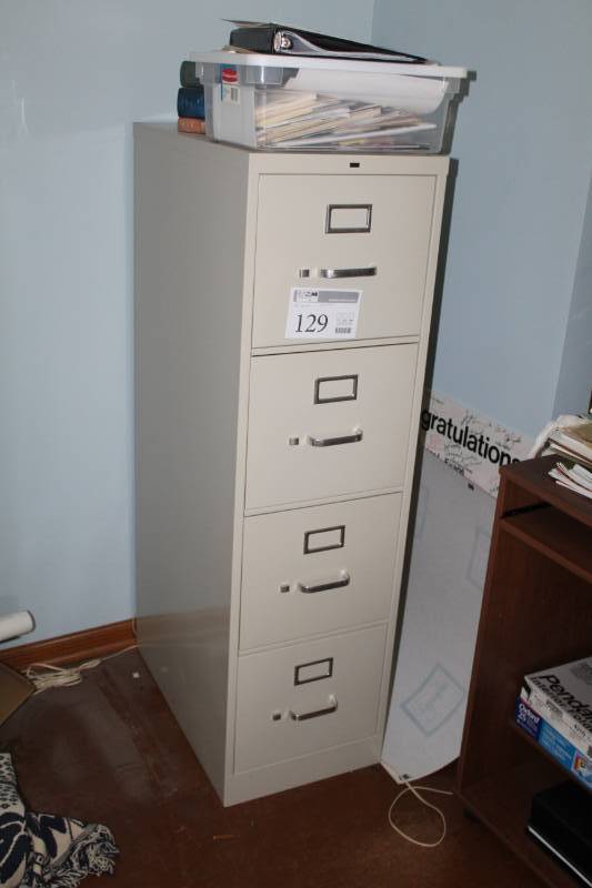 lot 129 image: Hon Metal File Cabinet with 4-Drawers