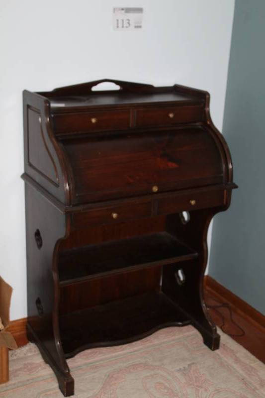 lot 113 image: Roll-Top Wood Letter Desk
