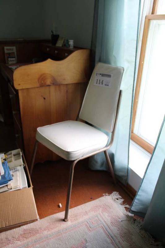 lot 114 image: Padded Metal Frame Dining Chair