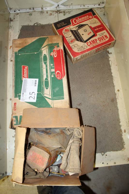 lot 25 image: Camping Gear - Coleman 2-Burner Stove, Coleman Foldaway Camp Oven, Misc.