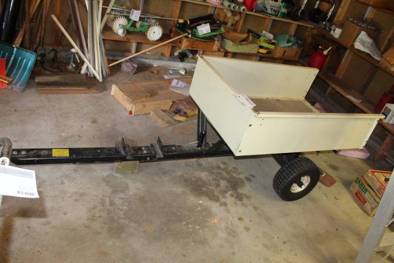 lot 2 image: Lawn Tractor 3-Sided Box Trailer with Extended Tongue Bar