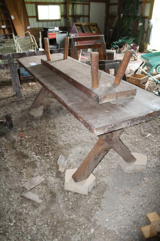 lot 348 image: Wood Bench Table and Wood Bench