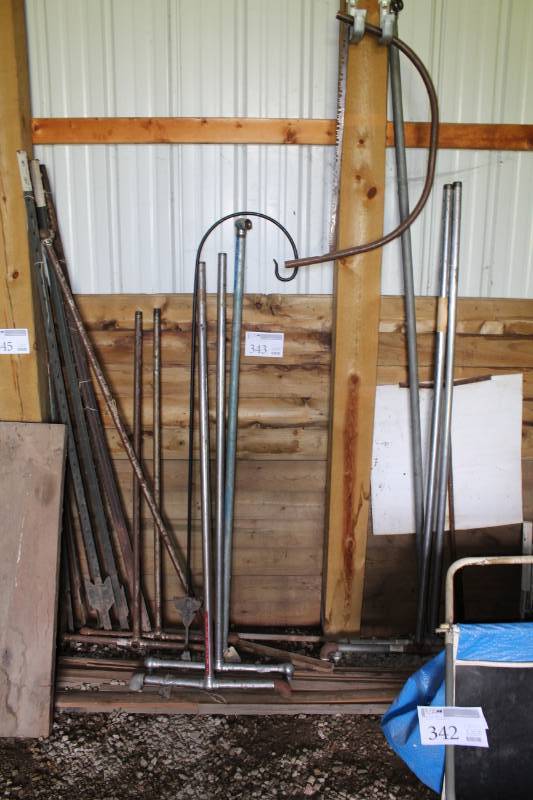 lot 343 image: Metal Pipes, Metal Stakes, Metal Shepherds Hooks, And More