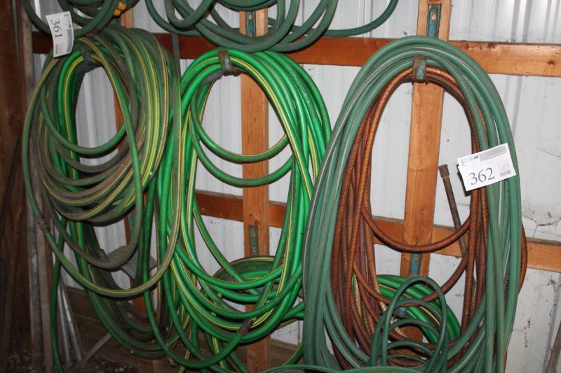 lot 362 image: Lot of (3) Garden Hose Hooks with Garden Hoses