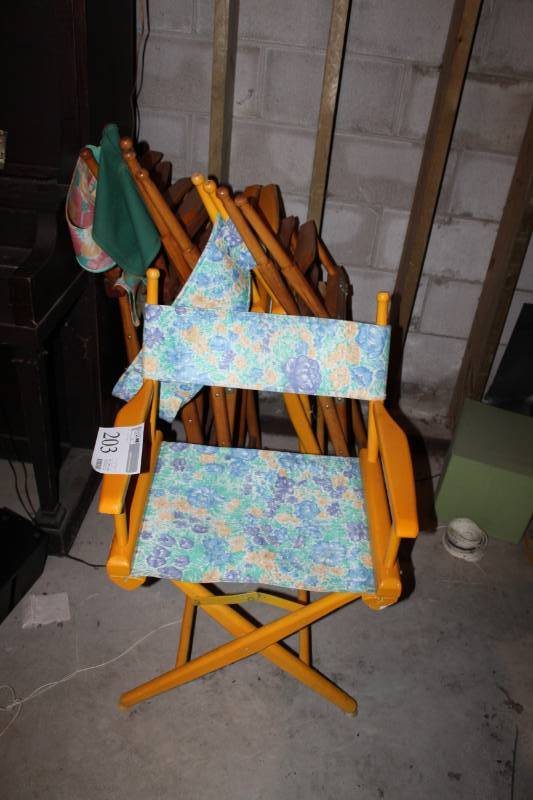 lot 203 image: Lot of (6) Folding Director Chairs