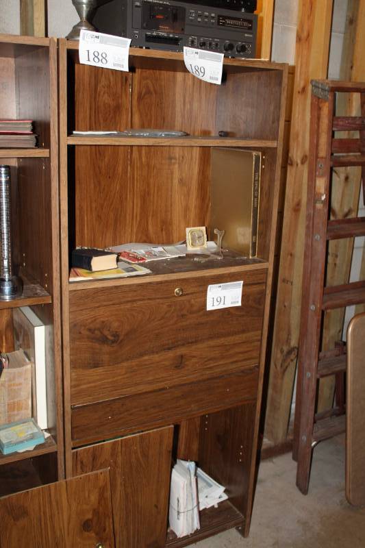lot 191 image: Bookcase with 2-Shelves, 2-Doors, Drop Center Door