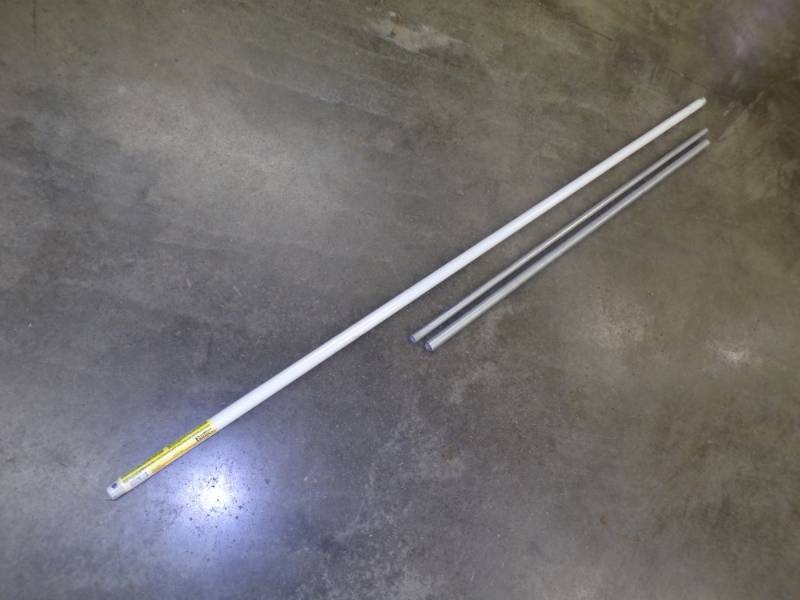 lot 65 image: 6 Ceiling Fan Drop rod still in plastic and 2 conduit poles