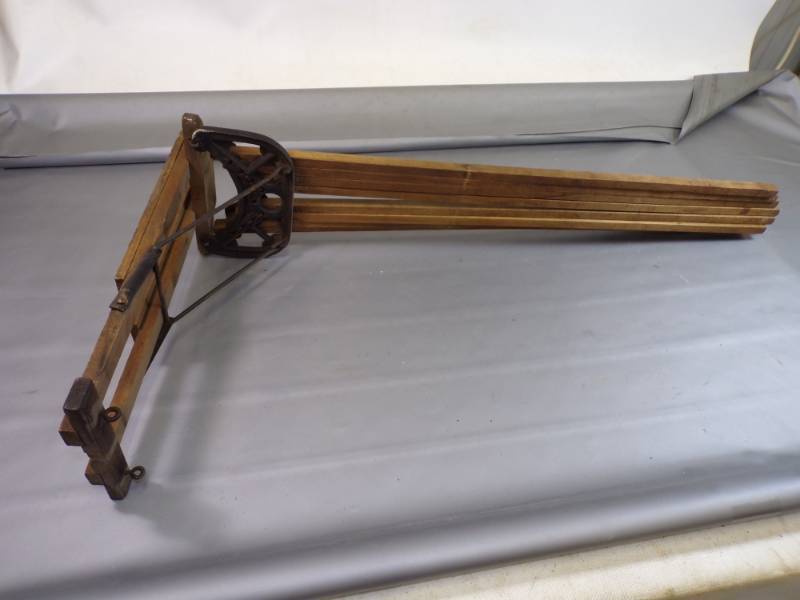 lot 69 image: Vintage Wood Folding Clothes Dryer Rack
