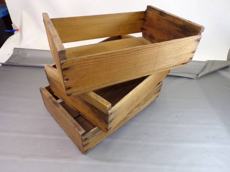 lot 71 image: 3 Wood Fruit Crates
