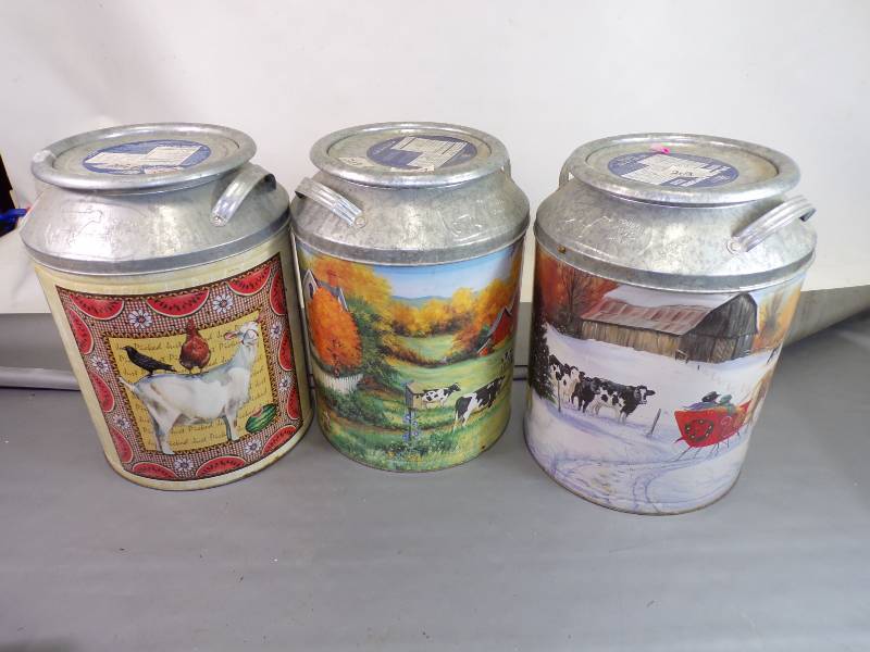 lot 157 image: 3 Milk Can Tins