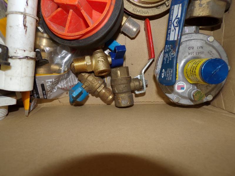 lot 213 image: Box of Plumbing Supplies