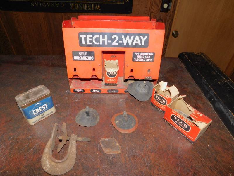 lot 13 image: Vintage Tech 2 Way Tire Tube Patch Repair Store Display Kit