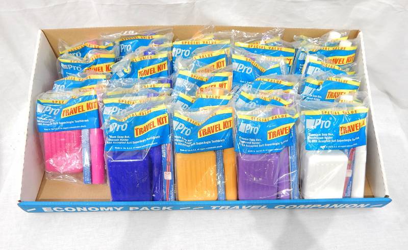 lot 49 image: Lot of New Vintage Pro Travel Soap Box, Toothbrush and Toothbrush Holder Kits